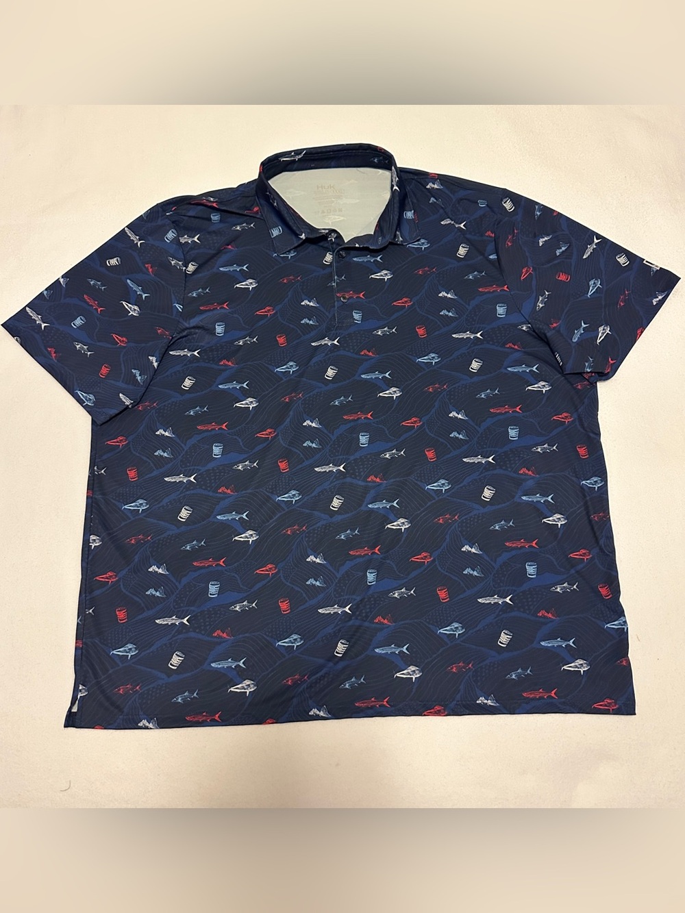 Huk Pursuit Performance Polo Men’s Fish Camo/Brew Print Golf Shirt